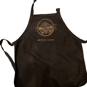Napa Wine Country Apron Strap Black‎ Brown Text Size 23.5" x 24.5"